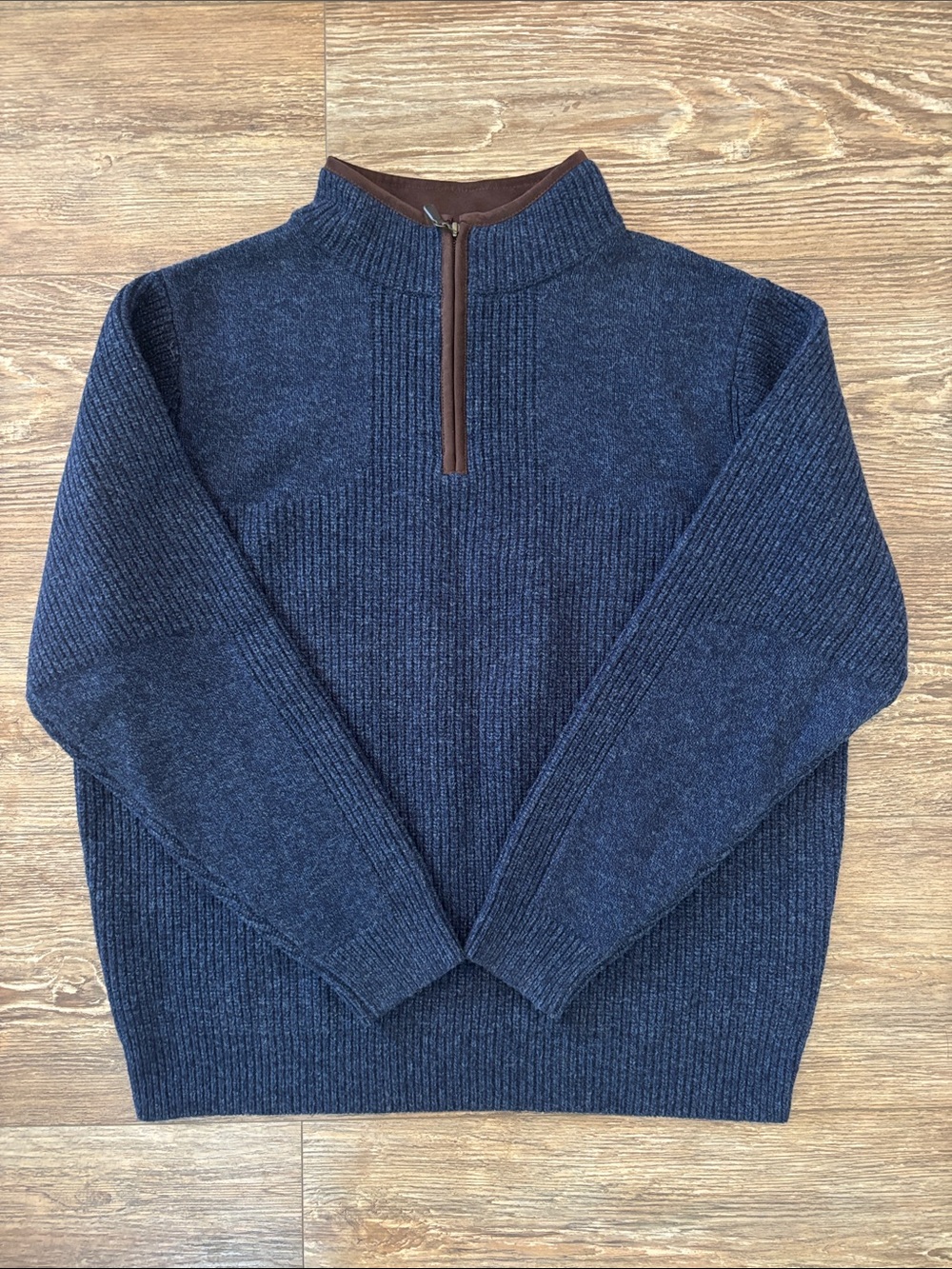 L.L. Bean Waterfowl Navy Sweater Regular Half-Zip Ribbed Men's Size Large NWT